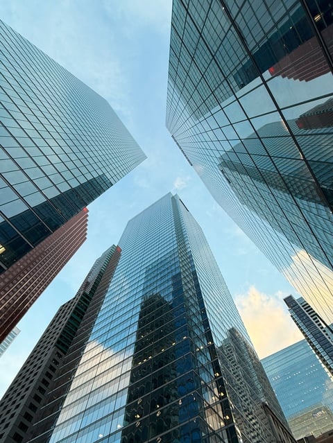 Modern glass skyscrapers buildings